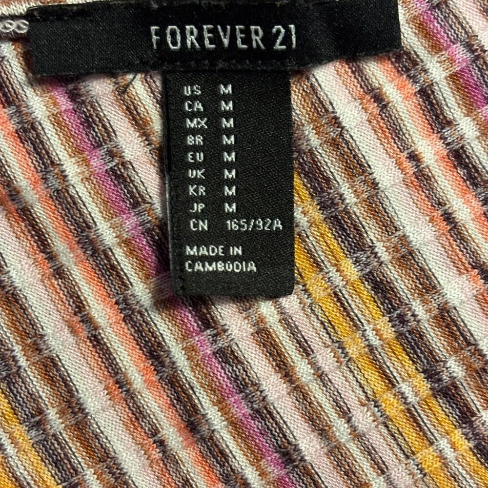 Forever 21 Cropped V-Neckline Ruffle Multi-Color Top - Picture 6 of 6